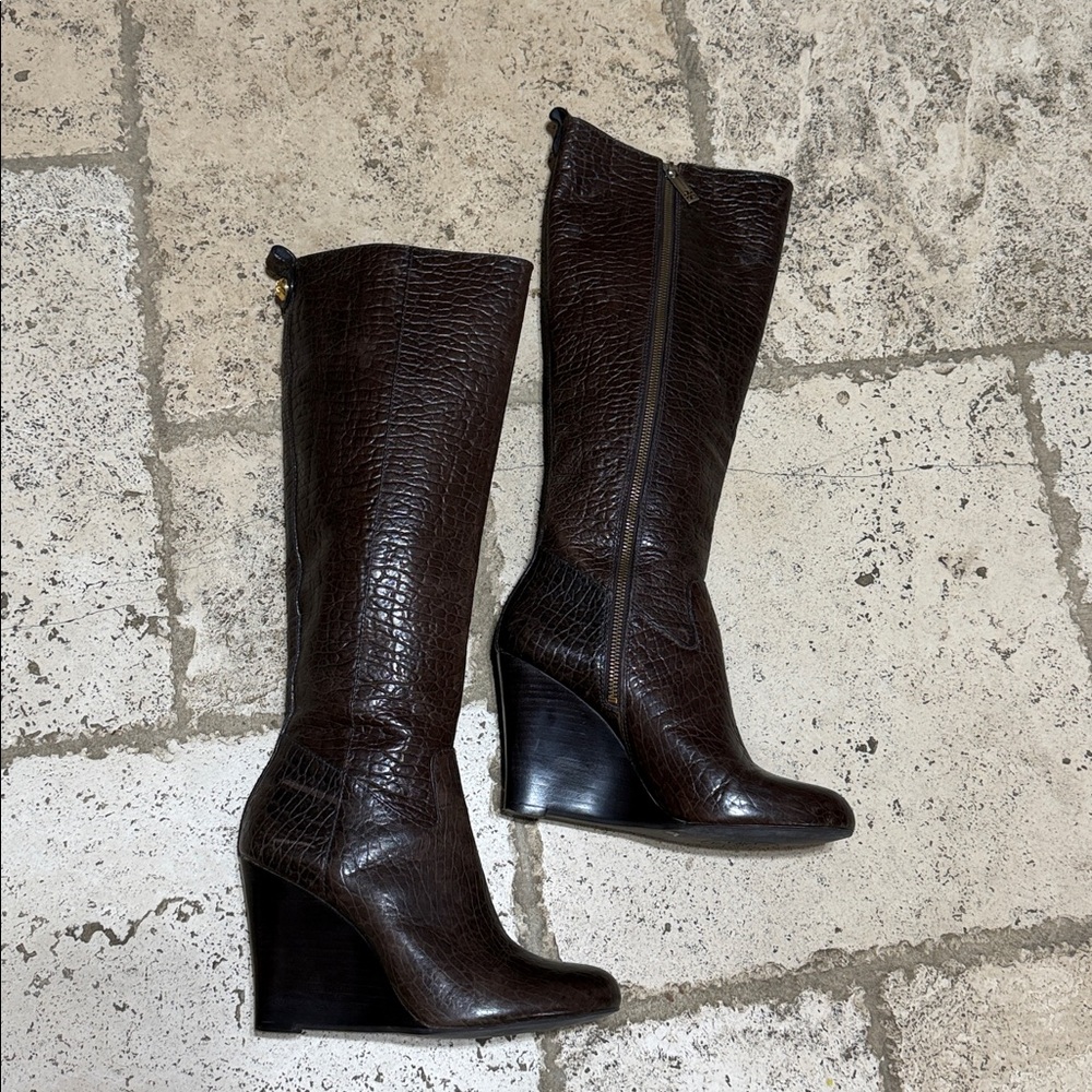 Tory Burch Brown Dabney Figueira Knee Boots 8.5